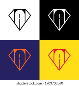 Schreiben Sie eine Vorlage für das Logo-Design. Buchstabe A mit Diamantkombination.