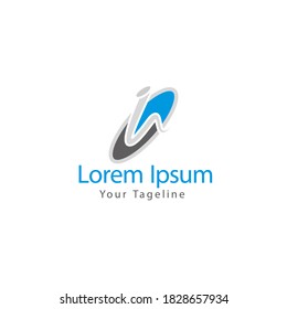 I Letter Logo design template with dot.