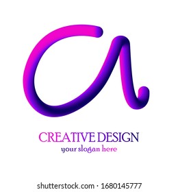 Elemento De Plantilla De Diseño De Logotipo Carta A. Monograma creativo lineal de lujo. Logotipo con degradado violeta.