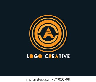 A Letter Logo Design Template Element With Circle