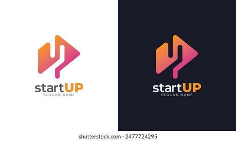 Plantilla de diseño de logotipo UP de letras. Símbolo inicial del logotipo de la letra UP