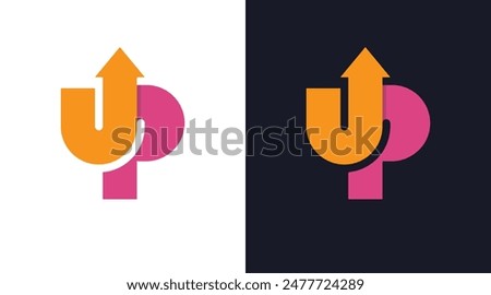 Letter UP logo design template. Initial letter UP logo icon symbol