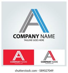 Letter A logo design template. Line creative symbol. Vector illustration