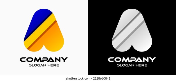 letra Una plantilla de diseño de logotipo en concepto 3d de gradiente moderno. ilustración de logotipo de vector premium
