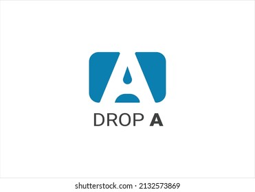 Plantilla de diseño de logotipo de carta A. letra de espacio negativa A con icono de caída 