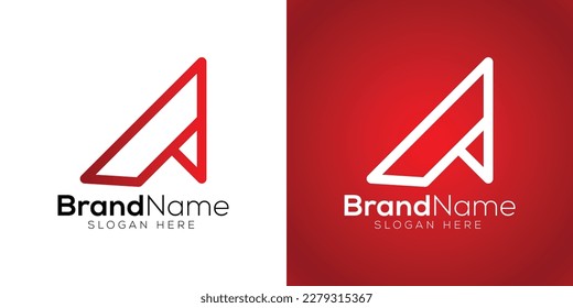 Letter A logo design template on white and red background