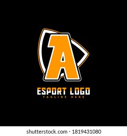 A Letter Logo Design Template with Shield Element Combination Suitable for E Sport Gaming Club Symbol