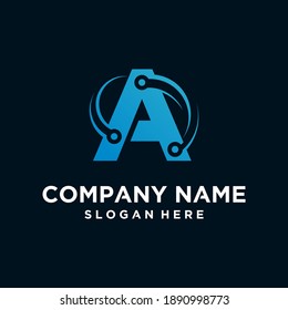 letra a logotipo letra a logotipo icono de la tecnología de diseño de logotipo Vector Premium

