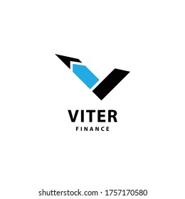 Plantilla de diseño de logotipo de carta ( V )   