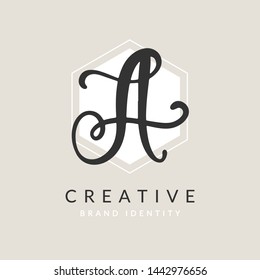 A Letter Logo Design Template. Vector Brush Hand Written Calligraphy Sign Icon.