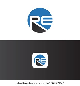 RE Letter Logo Design Template Vector