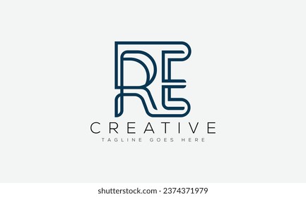 Logo-Design-Vorlage für Letter RE, Vektorgrafik