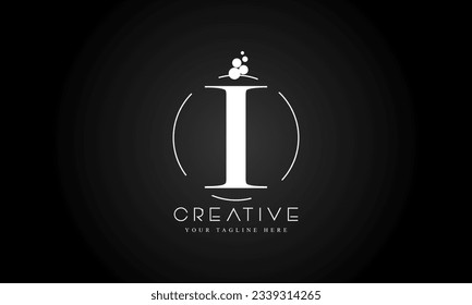 Plantilla de diseño de logotipo de carta I con círculo de colores y puntos blancos