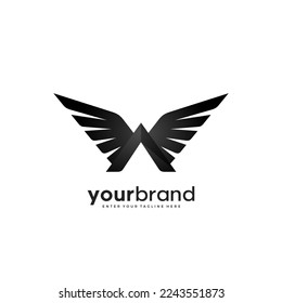 Letter A logo design template and wings symbol. Wing design element, Letter A logo icon