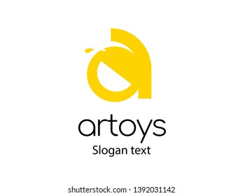 Letter a logo design template.A child who is laughing a lot. Negative space idea logo.Laugh inside letter a and Anything related to a kid, a baby clothes or a baby toy - Vector