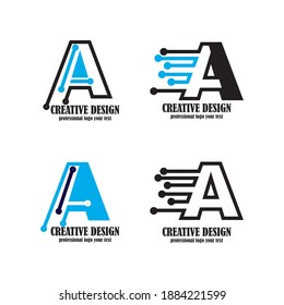 Plantilla de diseño de logotipo de carta A, tecnología, electrónica, digital, logotipo 
