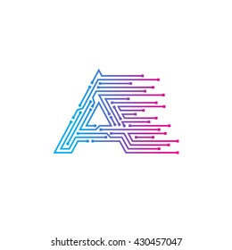 Letter A logo design template,technology,electronics,digital,logotype