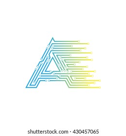 Letter A logo design template,technology,electronics,digital,logotype