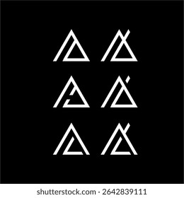 Letra Un diseño de logotipo con un concepto de triángulo.
