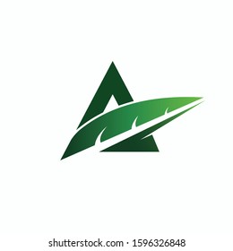 A Letter Logo Design triangle leaf font template