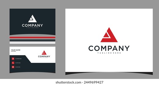 Letter a logo design with a triangle shape. Premium Vector