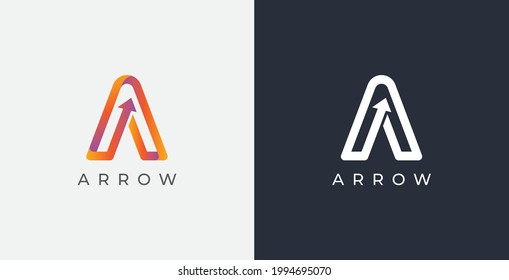 A Letter logo Design Vector with Arrow. Arrow icon. Delivery icon. Arrow icon. Arrow vector. Delivery service logo. forward, finance, Speed, Marketing.