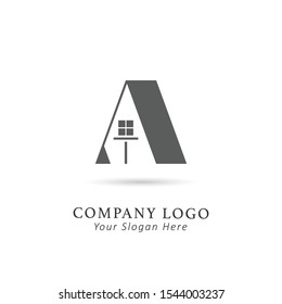 Letter A Logo design vector with building element 