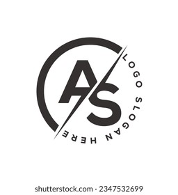 AS Letter Logo Design Vektor. Design des Circle Logos