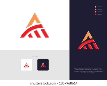 A Letter logo design vector. Colorful letter A logo vector template.  Letter A logo for technology.