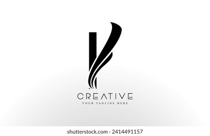 Letter I Logo Design Vector with Curved Swoosh Lines and Creative Look