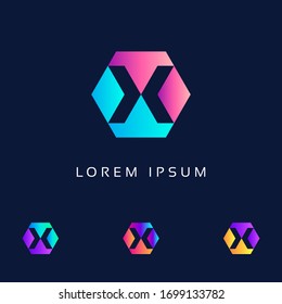 ‍X Letter Logo Design Vector, Emblem, Creative Symbol Icon design. Colorful abstract logo template for Company, negative space X Letter