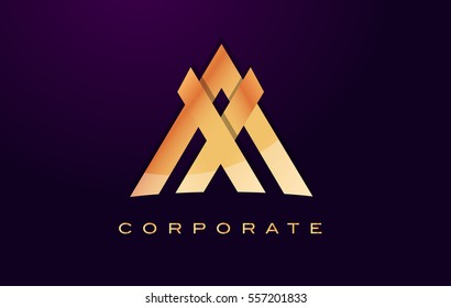 Letter A Logo. A Letter Design Vector with Golden Colors and Modern Design.