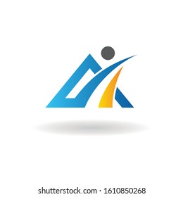 letter A logo design vector human people fitness element