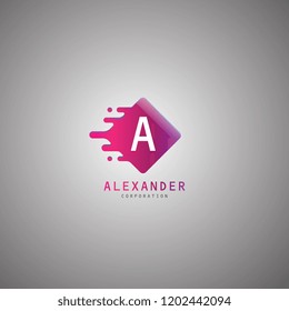 Letter A Logo Design. A Letter Vector illustration Template with Square. eps10 for business, company, identity, slogan