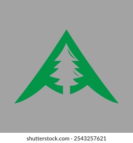Letra A logotipo design vetor ilustração de pinheiro com triângulo