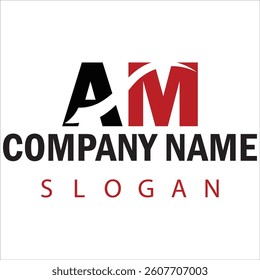 AM Letter Logo Design Vector Illustration, AM initial monogram with letter creative logo