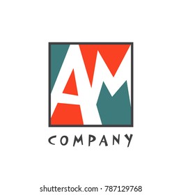 AM Letter logo design, vector illustration