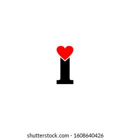 I Letter Logo design vector with love icon. Illustration of letter i logo with love icon