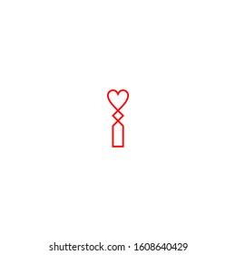 I Letter Logo design vector with love icon. Illustration of letter i logo with love icon