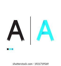 Letra A vector de diseño de logotipo sobre fondo blanco.