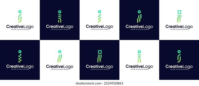 Letra i diseño de logotipo, letra de Vector logo Plantilla conjunto