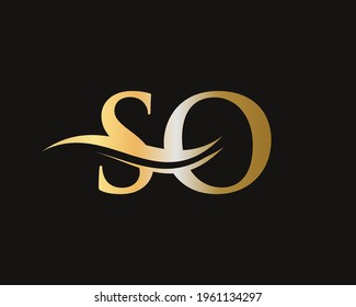 Letter SO Logo Design with water wave concept. SO letter logo design with modern trendy