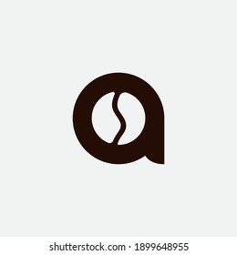A letter logo design whit coffee beans in the middle. Minimal logo for cafe.