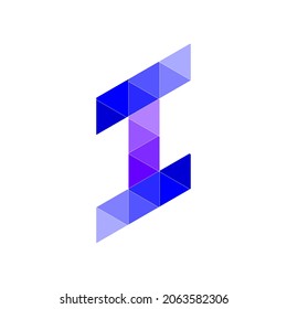 I letter logo design. White background. Blue colour combination. Lettermark