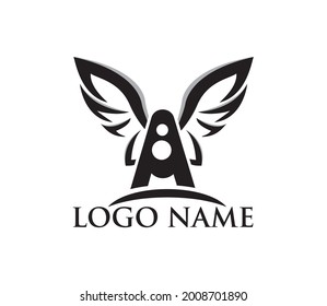 Schreiben Sie ein Logo-Design mit Flügeln, einfach und trendig