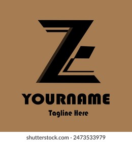 Letter logo design  letter Z, without color gradition, shape in black and white