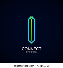 Letter I Logo Design,Circle shape, Link, Technology and digital, connection vector logotype