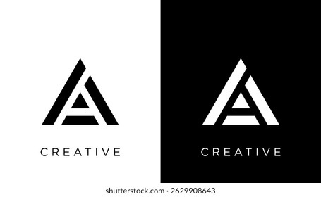 Letter A logo designs, creative abstract letter A icons, isolated on black and white background