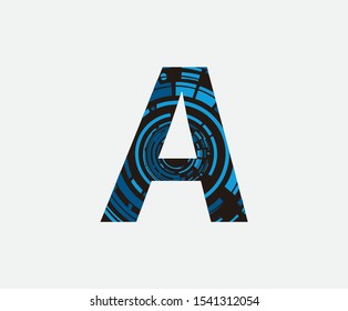 A Letter Logo. Dotted A Letter Design with geometric shape ,perfect for technology,software, network and science brand.