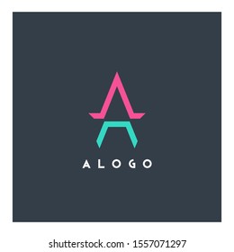A letter logo double colored line design vector 